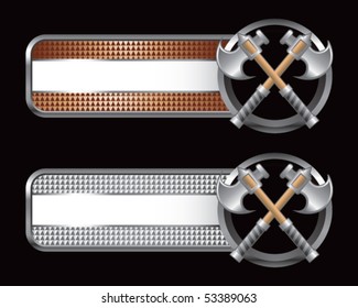 crossed axes bronze and silver checkered tabs