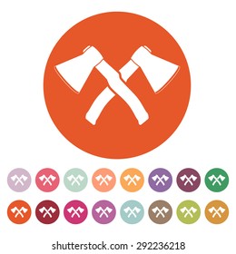 The crossed axes icon. Axe and hack symbol. Flat Vector illustration. Button Set