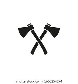 Icono de hachas cruzadas. Vector. Diseño plano.	