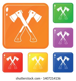 Crossed axes icons set collection vector 6 color isolated on white background