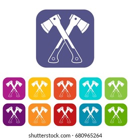 Crossed axes icons set vector illustration in flat style in colors red, blue, green, and other
