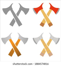 Ejes cruzados, herramientas de leñador de ax lumberjack, vector de logotipo de camping