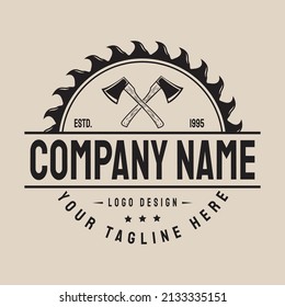 Crossed axes retro vintage logo. Axes logo design