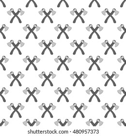 Crossed axes seamless pattern on white background. Instrument for cutting design vector illustration