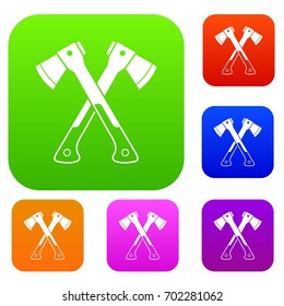 Crossed axes set icon in different colors isolated vector illustration. Premium collection