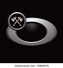 banner redondo de plata de hachas cruzadas