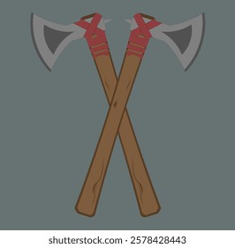 Crossed axes in the style of the early medieval period