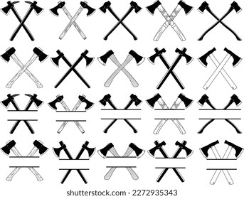 Crossed Axes Vector Collection. Crossed Tool Icon Set