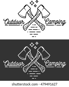 Crossed axes vector graphic icon design element in flat line art style