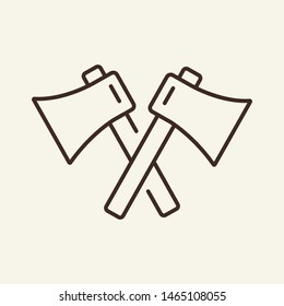 Crossed axes vector line icon. Instrument, Halloween, attribute. Holiday concept. Vector illustration can be used for topics like holiday, Halloween, weapon