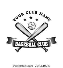 Crossed ball and bat design, Perfect Sports Logo for Baseball club team