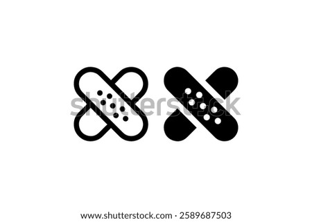 Crossed bandage icon in outline and solid Vector