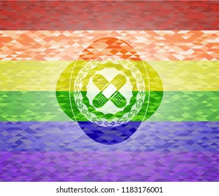 crossed bandage plaster icon inside lgbt colors emblem 