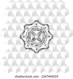 crossed bandage plaster icon inside realistic grey emblem with cube white background