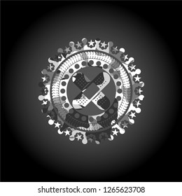 crossed bandage plaster icon inside grey camouflage texture