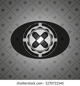 crossed bandage plaster icon inside black emblem. Vintage.