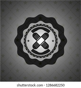crossed bandage plaster icon inside black emblem. Vintage.