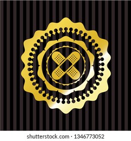 crossed bandage plaster icon inside golden badge or emblem