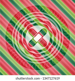 crossed bandage plaster icon inside christmas style emblem.