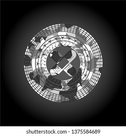 crossed bandage plaster icon inside grey camouflage emblem