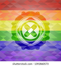 crossed bandage plaster icon inside lgbt colors emblem 