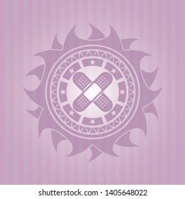 crossed bandage plaster icon inside pink icon or emblem