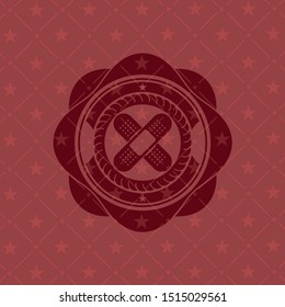 crossed bandage plaster icon inside badge with red background