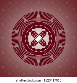 crossed bandage plaster icon inside retro style red emblem