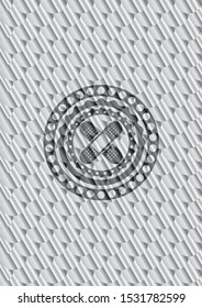 crossed bandage plaster icon inside silver color emblem. Scales pattern. Vector Illustration. Detailed.