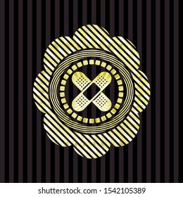 crossed bandage plaster icon inside shiny emblem