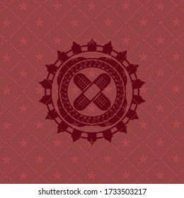 crossed bandage plaster icon inside vintage red emblem. 
