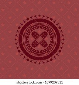 crossed bandage plaster icon inside red emblem. Retro. 