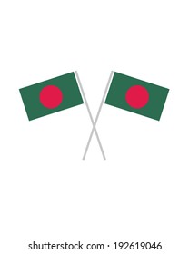 Crossed Bangladesh Flags - Vector