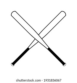 Crossed Baseball Bat Vector Logo Icon Sign Template Isolated on White Background