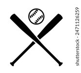 Crossed baseball bats and ball icon. Clipart image isolated on white background