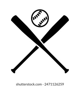 Crossed baseball bats and ball icon. Clipart image isolated on white background