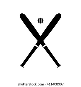 Crossed Baseball Bats Ball Icon Silhouette Stock Vector (Royalty Free ...