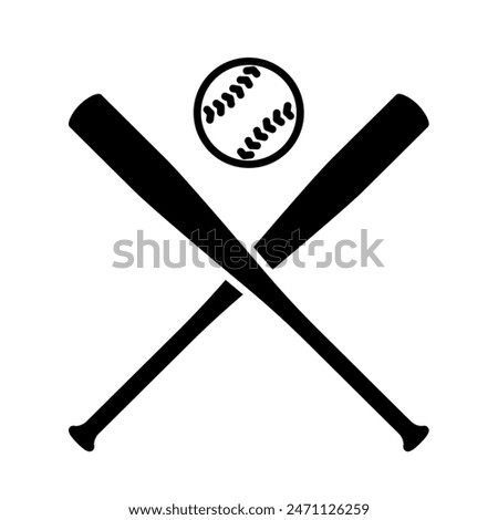 Crossed baseball bats and ball icon. Clipart image isolated on white background