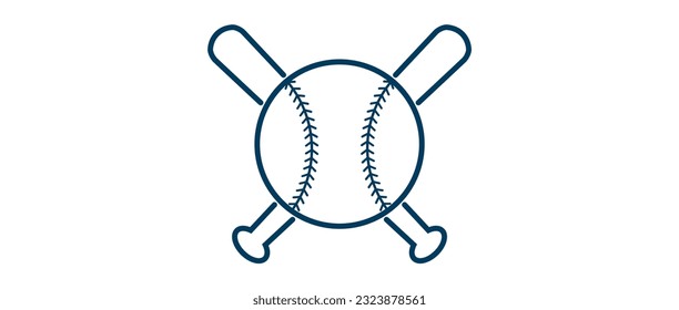 Crossed Baseball Bats and Ball. Baseball logo Template. Split, circle monograms. Criss Cross Bats.