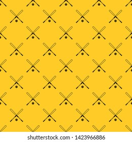 Crossed Baseball Bats And Ball Pattern Seamless Vector Repeat Geometric Yellow For Any Design