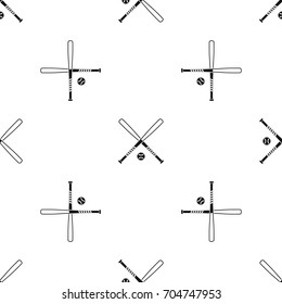 Crossed baseball bats and ball pattern repeat seamless in black color for any design. Vector geometric illustration