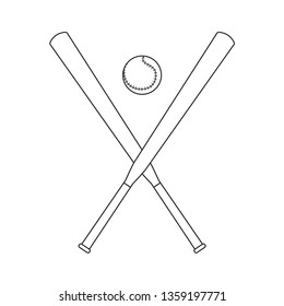 crossed baseball bats and ball- vector illustration