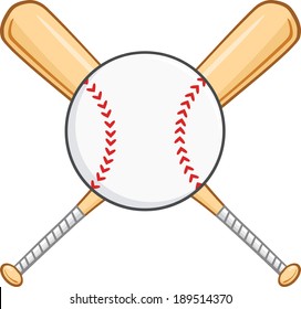 Crossed Baseball Bats And Ball. Vector Illustration Isolated on white