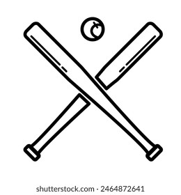 crossed baseball bats with ball - vector icon	