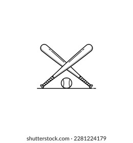 Crossed baseball bats icon isolated vector graphics