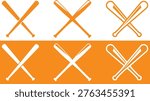 Crossed Baseball Bats Icon Set vector