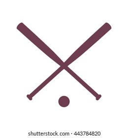 Crossed baseball bats isolated on white, vector illustration