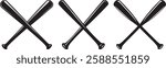 Crossed Baseball Bats Vector Illustration, Isolated on White Background
