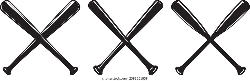 Crossed Baseball Bats Vector Illustration, Isolated on White Background