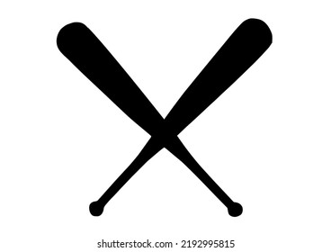 Crossed Baseball Black Bats, Vector 